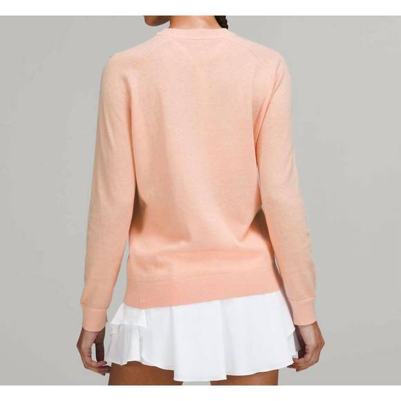 NEW LULULEMON silk-blend crew sweater in peach satin - Picture 2 of 3
